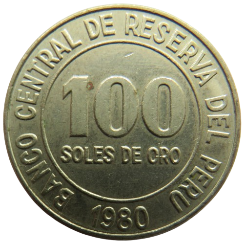 1980 Peru 100 Soles De Oro Coin