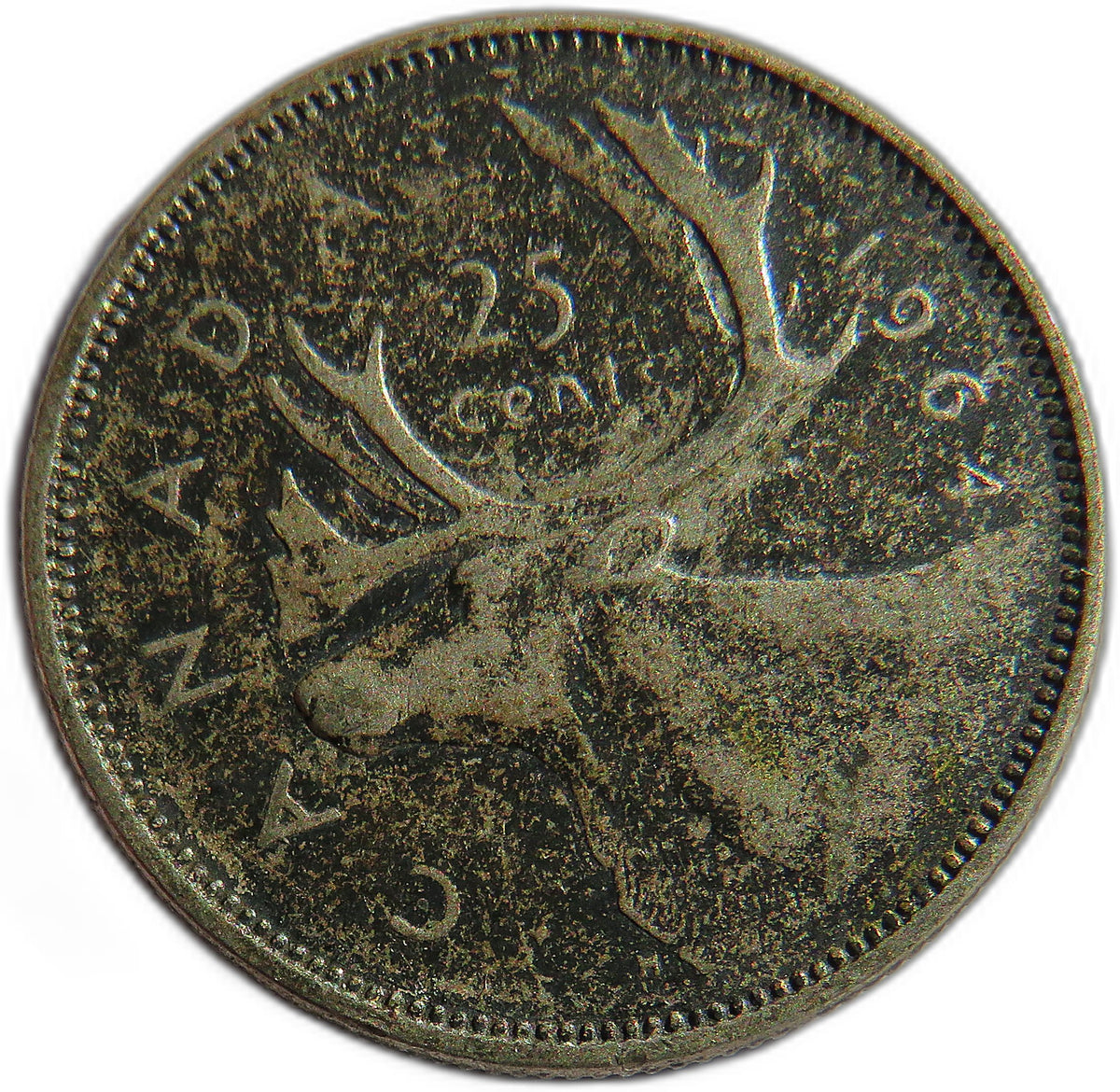 1964 Queen Elizabeth II Canada Silver 25 Cents Coin