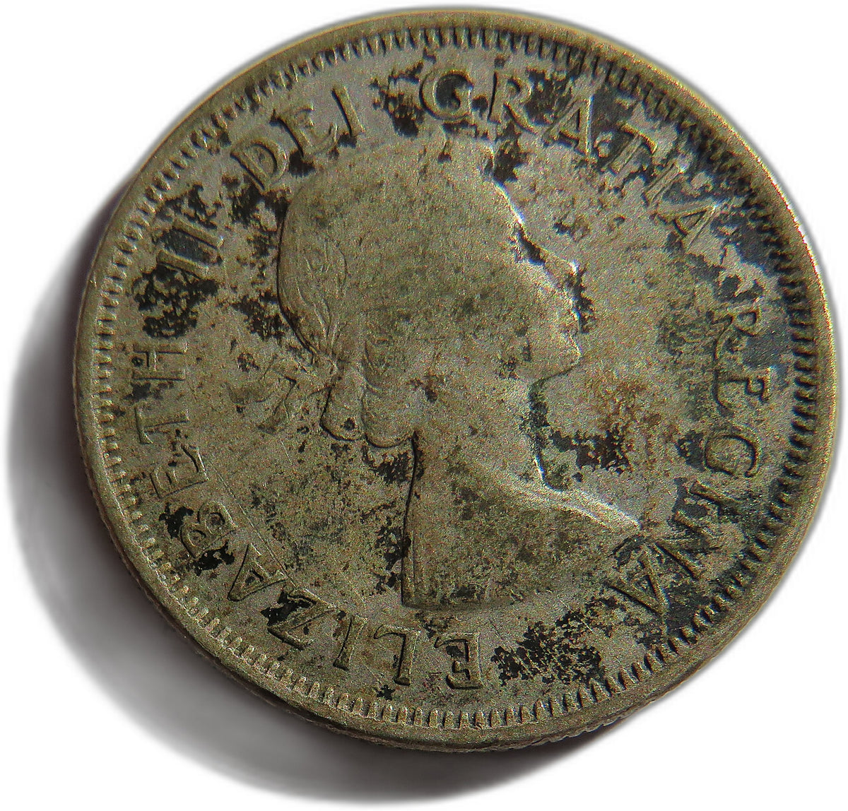1960 Queen Elizabeth II Canada Silver 25 Cents Coin