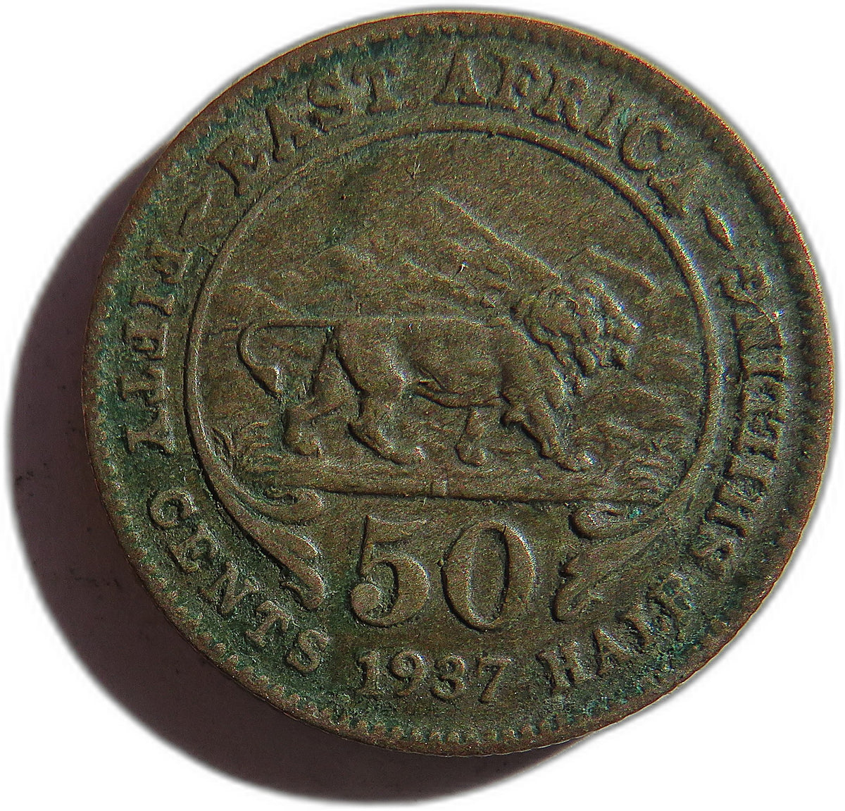 1937 King George VI East Africa 50 Cents / Half Shilling Coin