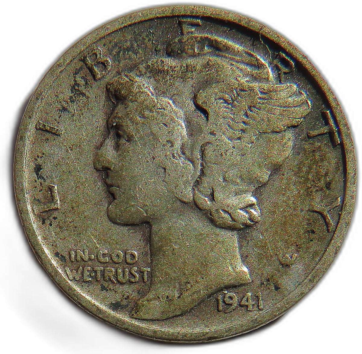 1941 USA Mercury One Dime Coin (.900 Silver)