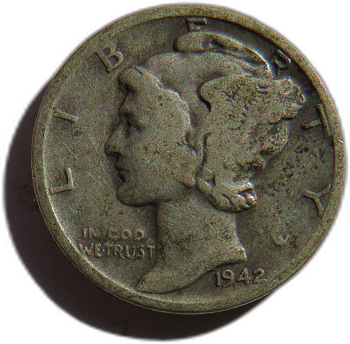 1942 USA Mercury One Dime Coin (.900 Silver)