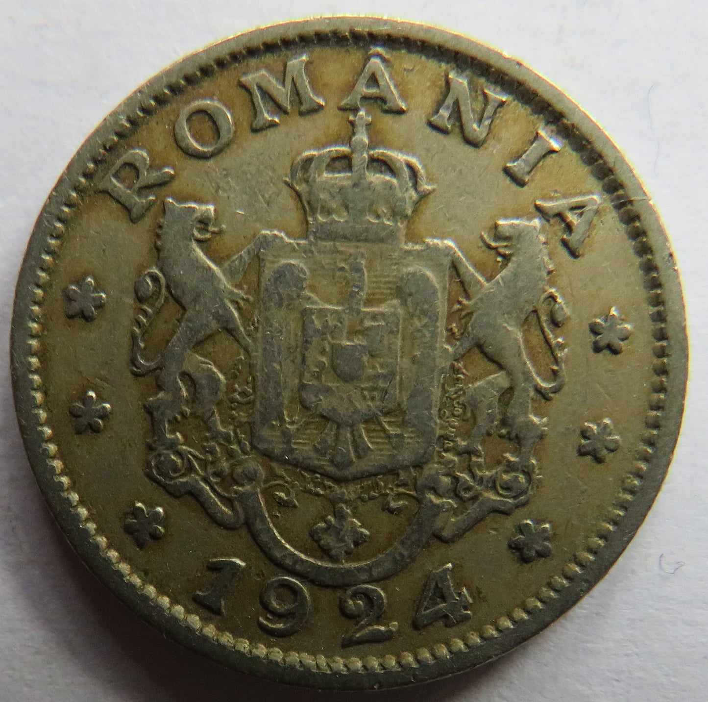 1924 Romania One Leu Coin
