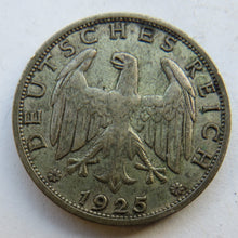 Load image into Gallery viewer, 1925-J Germany - Weimar Republic Reichsmark Coin
