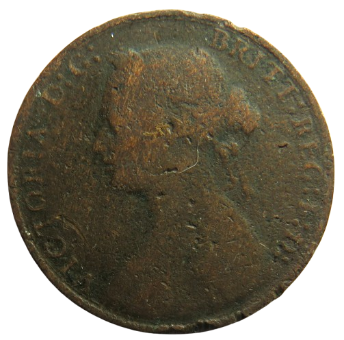 1875 Queen Victoria Bun Head Halfpenny Coin - Great Britain