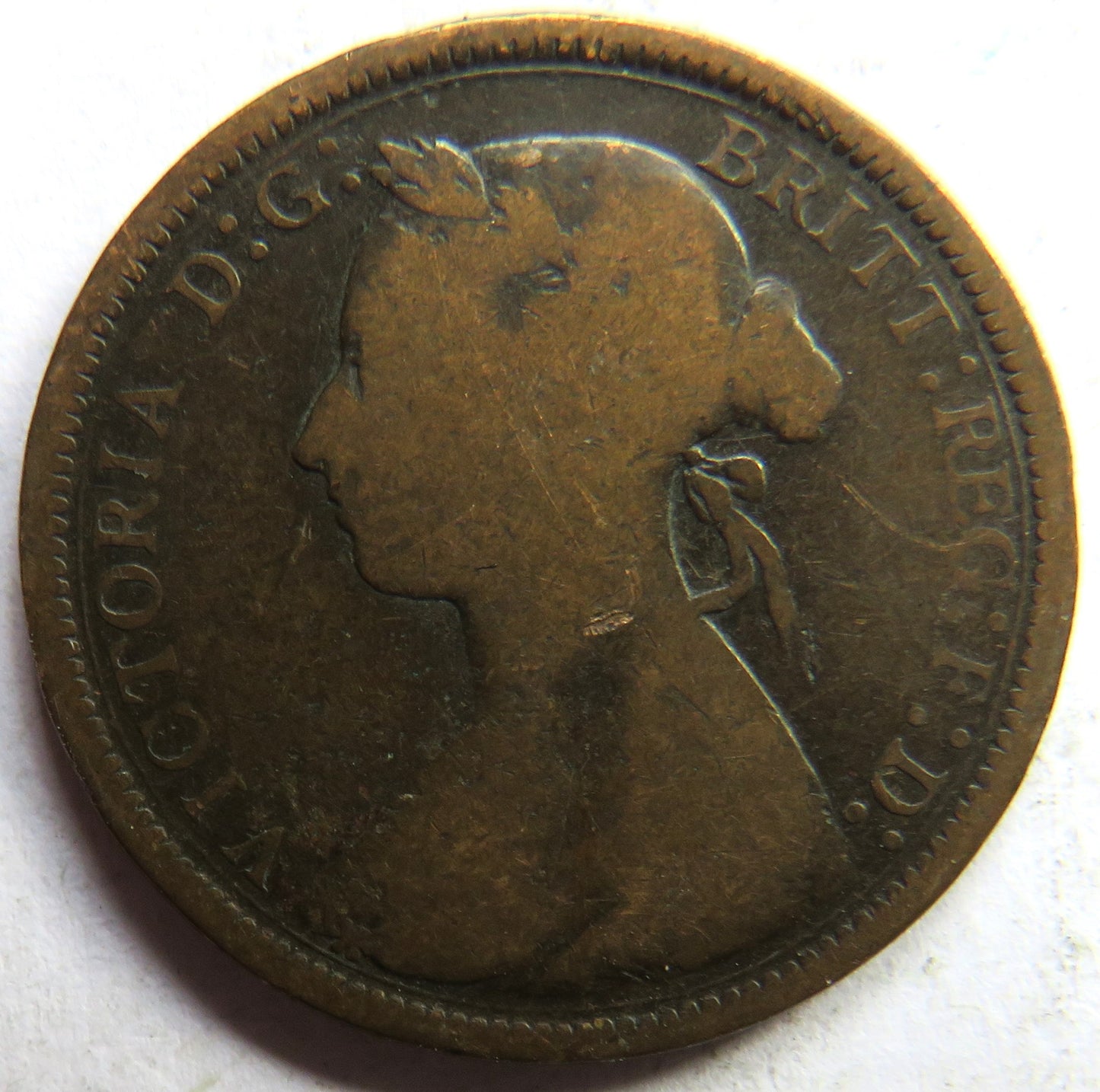 1890 Queen Victoria Bun Head Halfpenny Coin - Great Britain