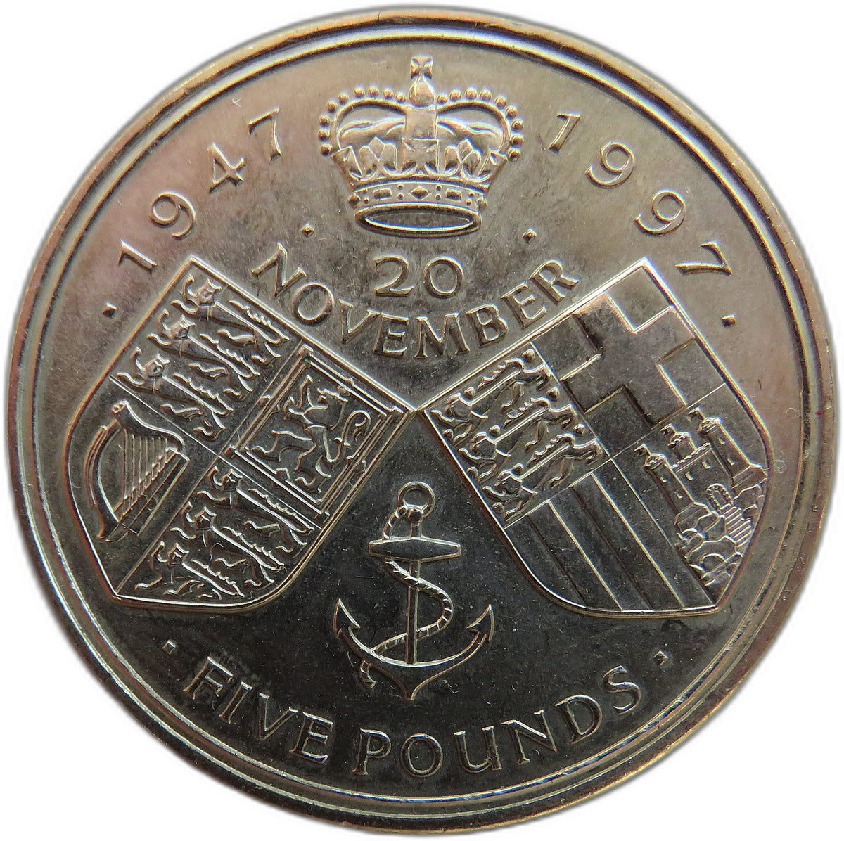 1947-1997 Queen Elizabeth & Philip Golden Wedding Anniversary £5 Coin