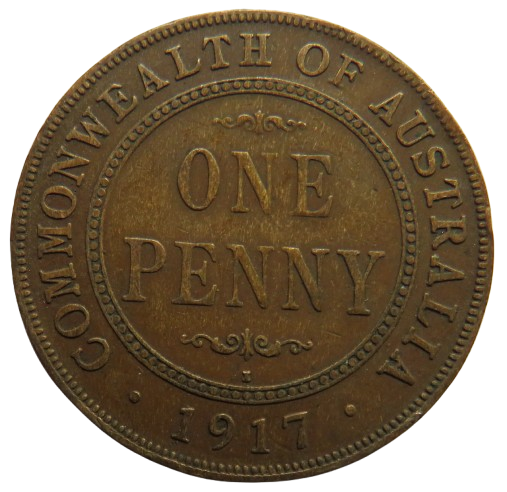 1917-I King George V Australia One Penny Coin