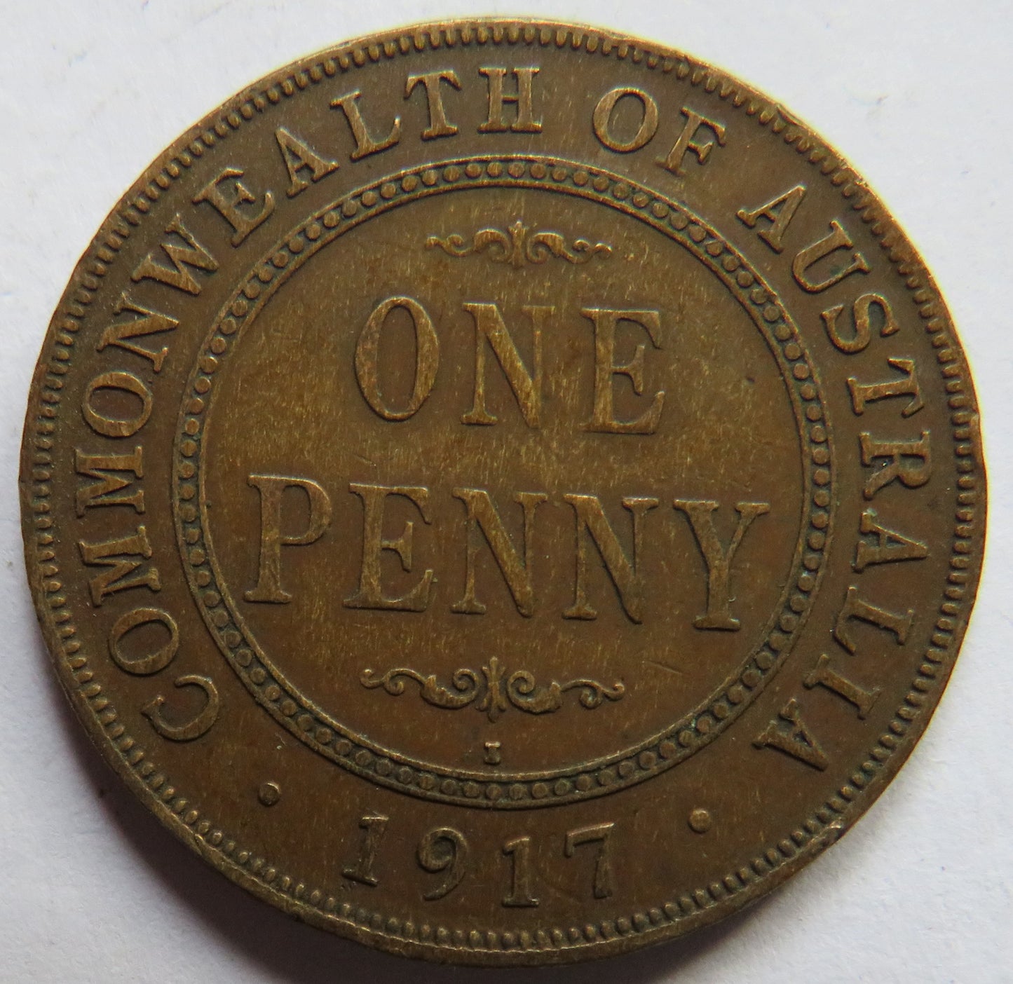 1917-I King George V Australia One Penny Coin