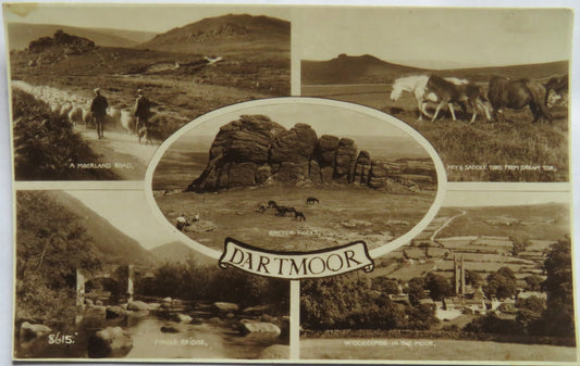 Vintage Multiview Postcard of Dartmoor, Devon