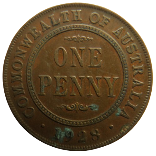 1928 King George V Australia One Penny Coin