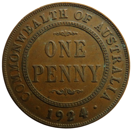 1924 King George V Australia One Penny Coin