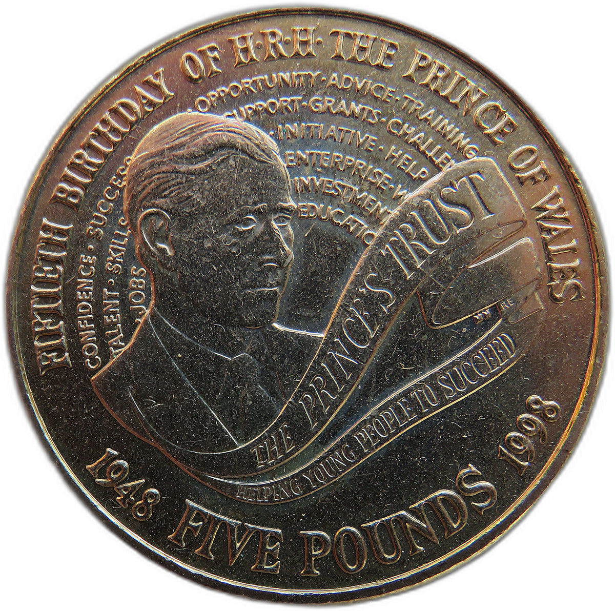 1948-1998 Prince of Wales 50th Birthday Commemorative £5 Coin
