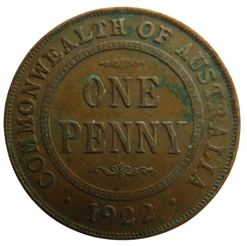 1922 King George V Australia One Penny Coin