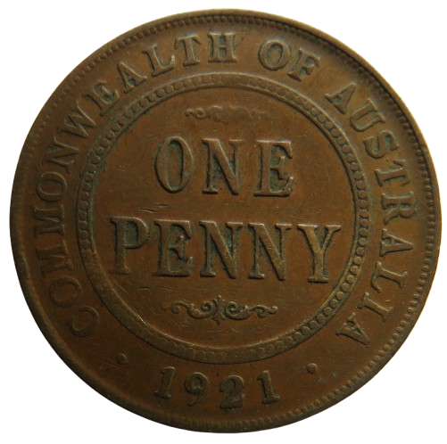 1921 King George V Australia One Penny Coin