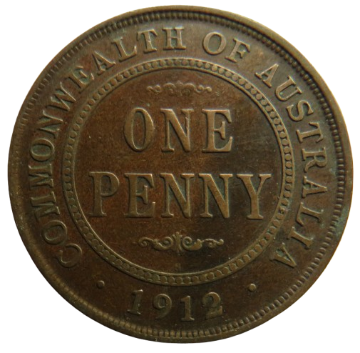 1912-H King George V Australia One Penny Coin
