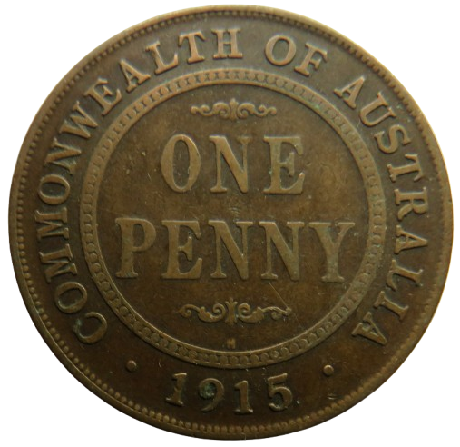 1915-H King George V Australia One Penny Coin