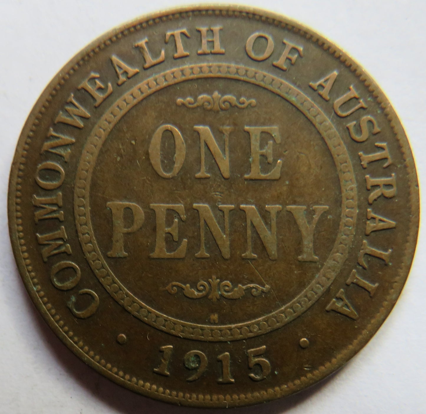 1915-H King George V Australia One Penny Coin