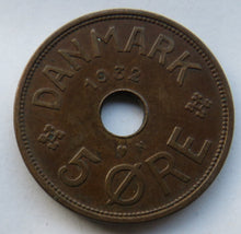 Load image into Gallery viewer, 1932 Denmark 5 Ore Coin
