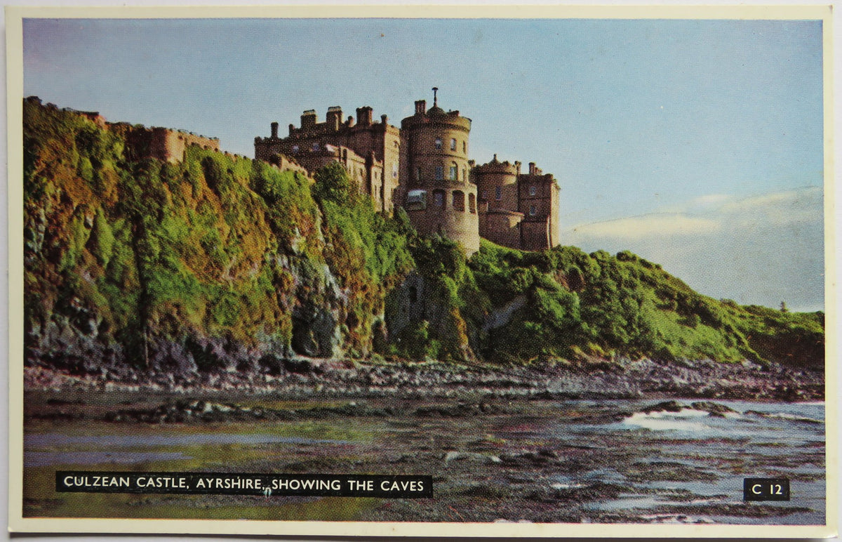 Vintage Postcard of Culzean Castle, Ayrshire, Showing the Caves, The Mastercolours Series, A. D. Henderson ltd