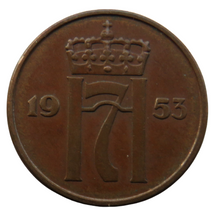 Load image into Gallery viewer, 1953 Norway 5 Ore Coin
