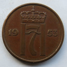 Load image into Gallery viewer, 1953 Norway 5 Ore Coin
