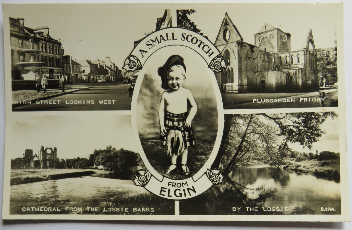 Vintage Multiview Postcard of "A Small Scotch From Elgin", Valentine's Series