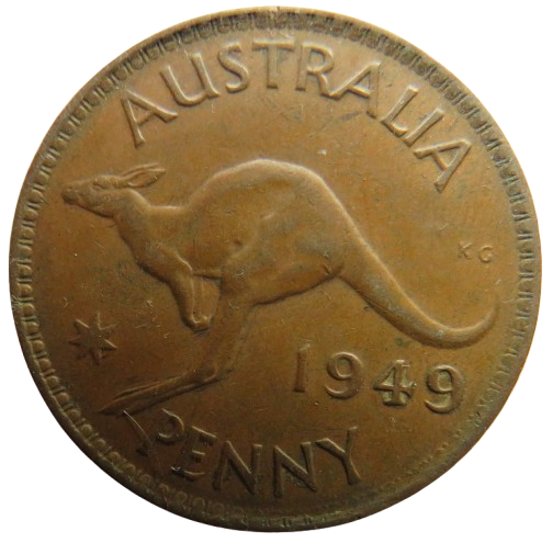 1949 King George VI Australia One Penny Coin
