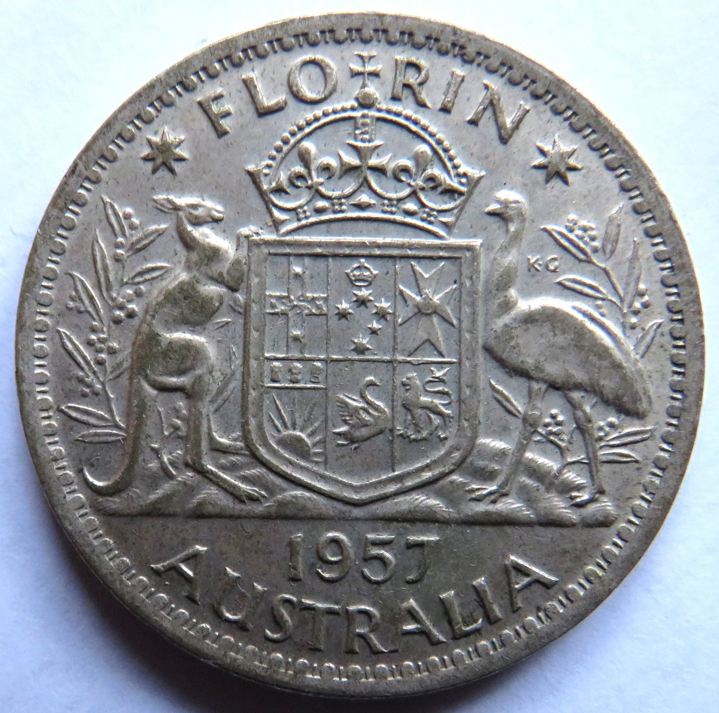 1957 Queen Elizabeth II Australia Silver Florin Coin