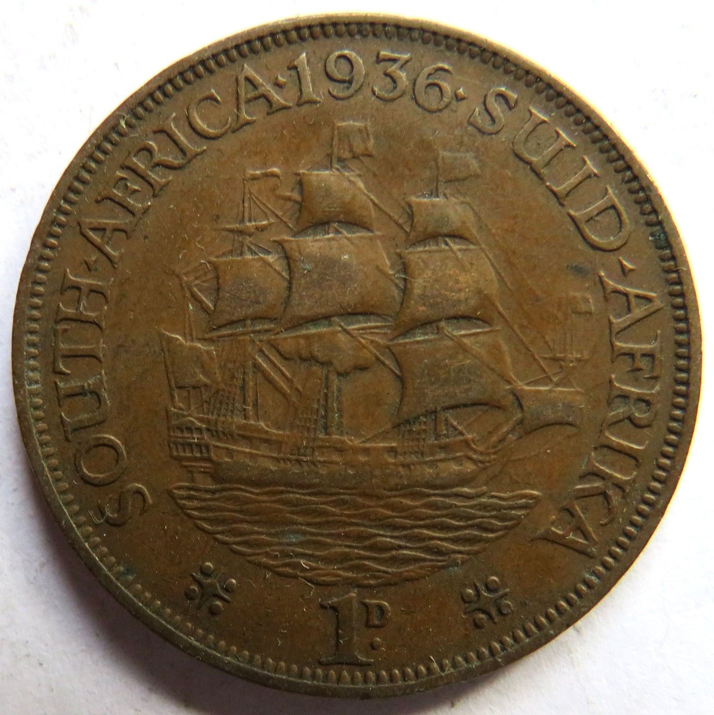 1936 King George V South Africa One Penny Coin