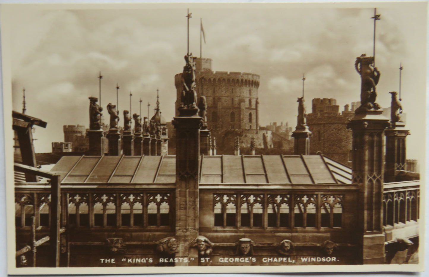 Vintage Postcard of The "Kings Beasts" St. George's Chapel, Windsor