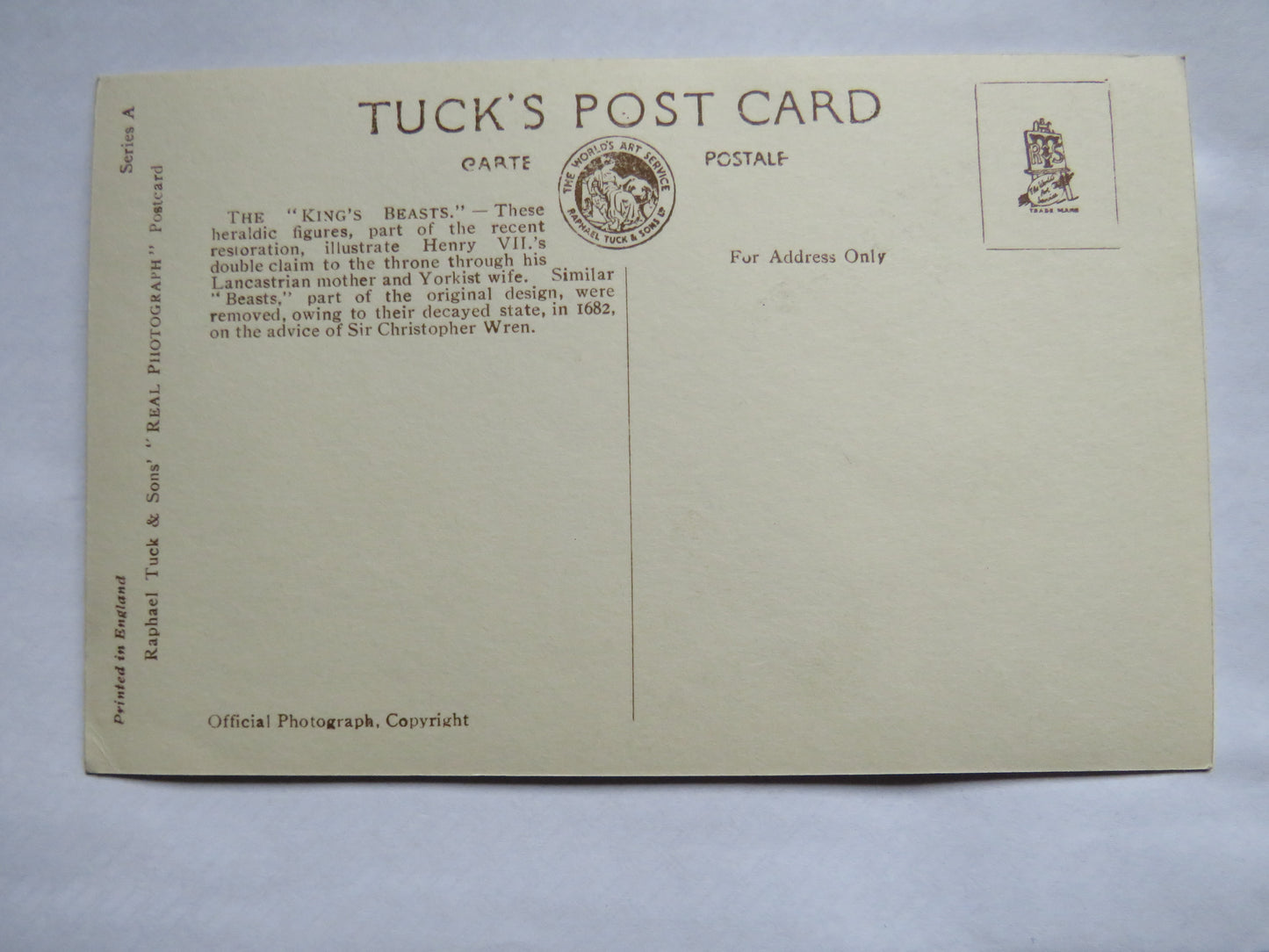 Vintage Postcard of The "Kings Beasts" St. George's Chapel, Windsor