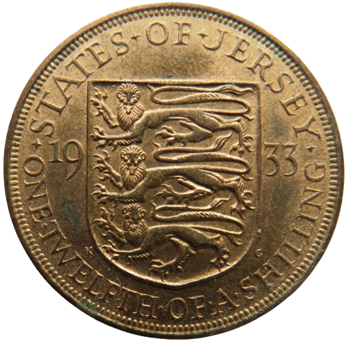1933 King George V States of Jersey 1/12th of a Shilling Coin