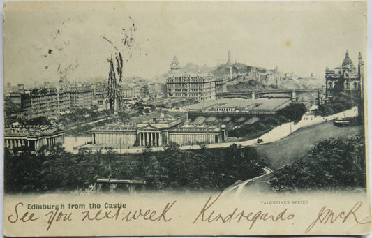 Vintage Postcard of Edinburgh From The Castle 1903