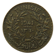 Load image into Gallery viewer, 1941 Tunisia One Franc Coin
