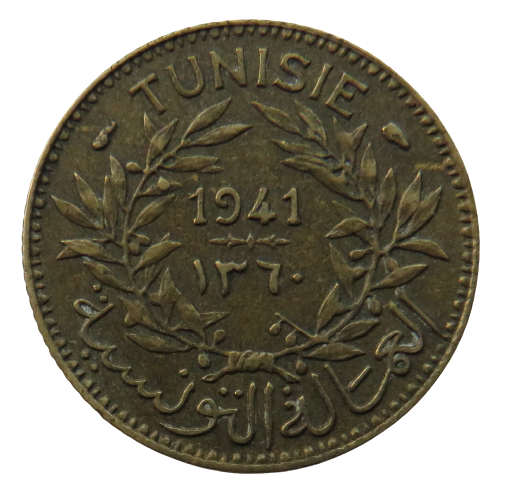 1941 Tunisia One Franc Coin