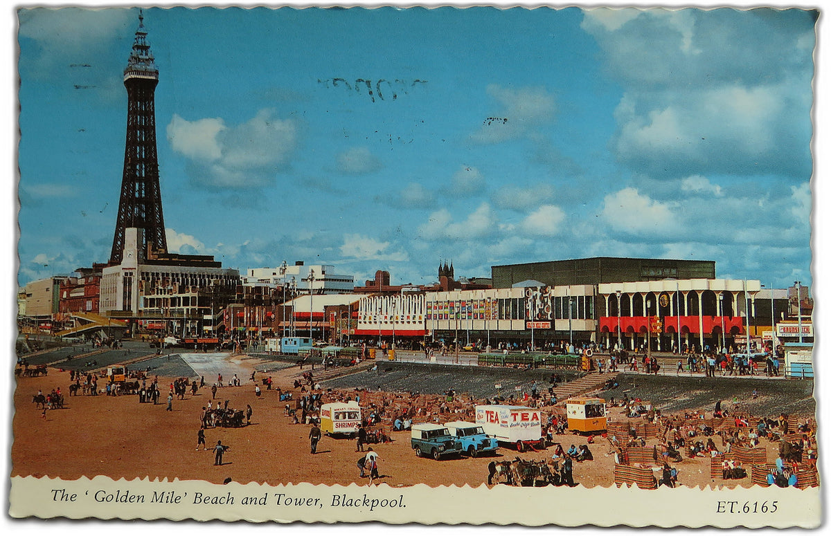 Vintage Postcard of The 'Golden Mile' Beach and Tower, Blackpool, 1982, Bamforth & Co. Ltd Publishers