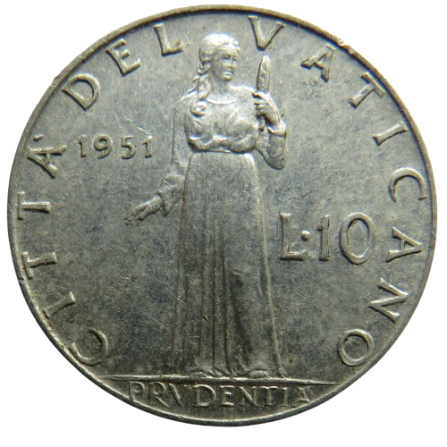 1951 Vatican City 10 Lire Coin