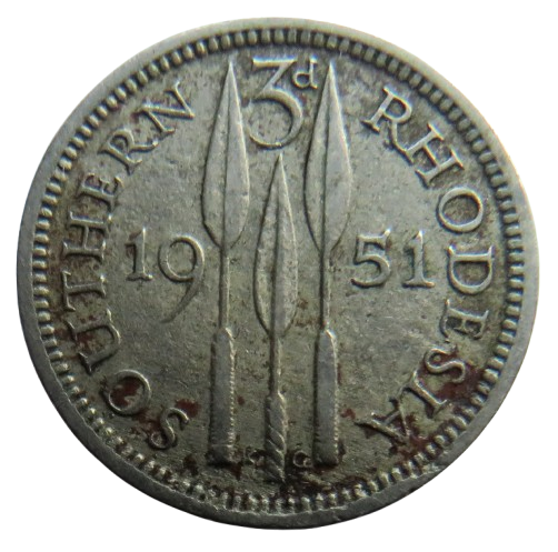 1951 King George VI Southern Rhodesia Threepence Coin