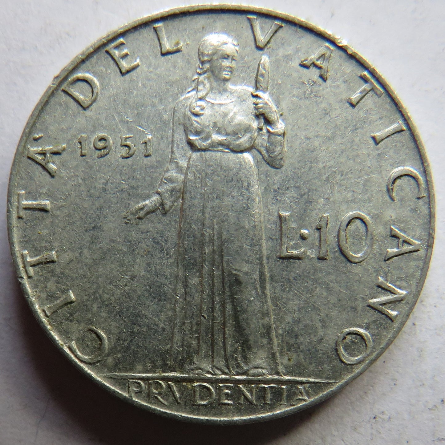 1951 Vatican City 10 Lire Coin