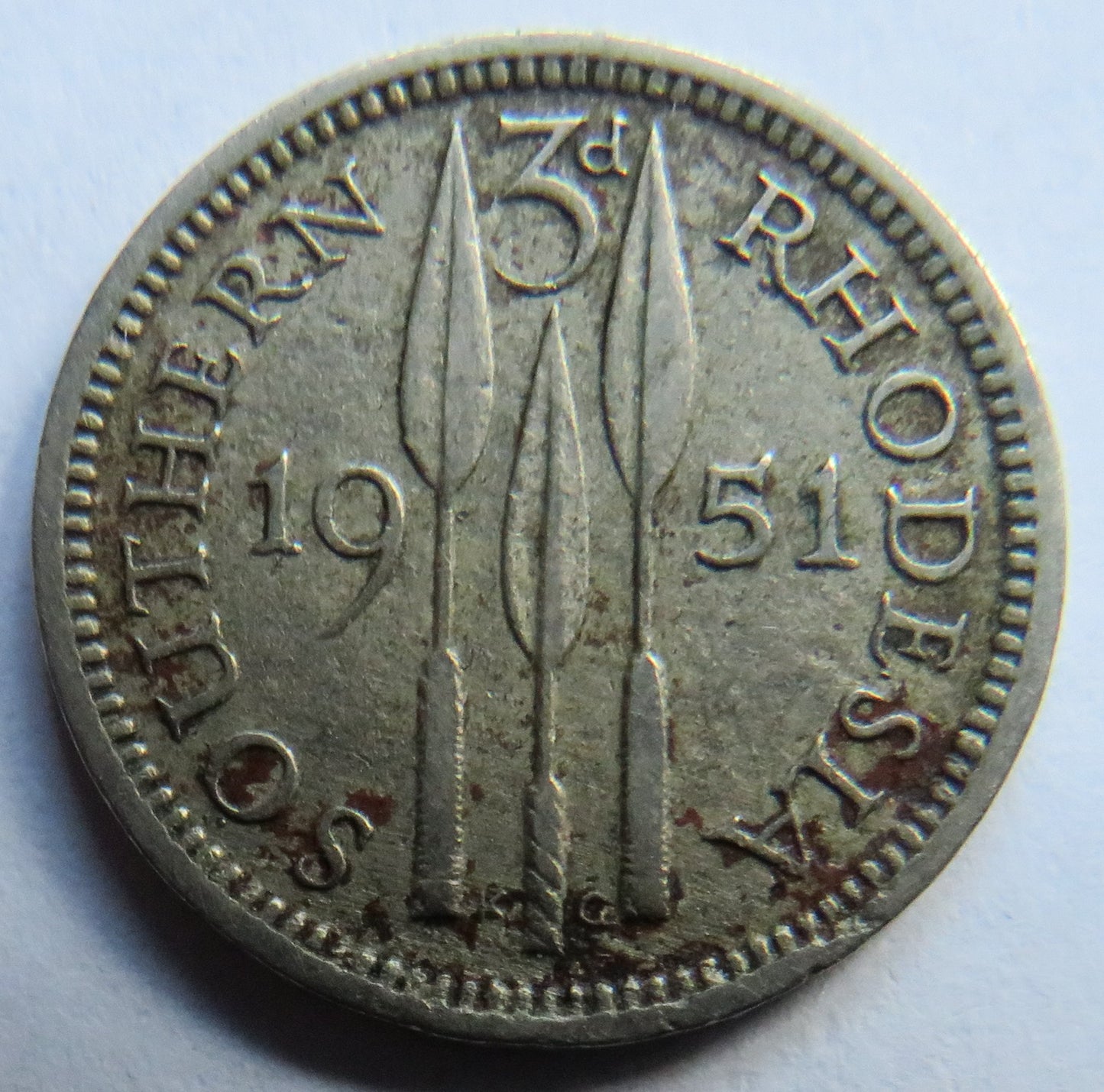 1951 King George VI Southern Rhodesia Threepence Coin