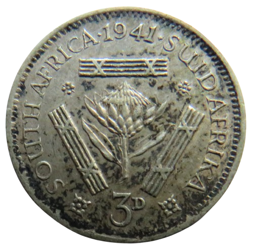 1941 King George VI South Africa Silver Threepence Coin