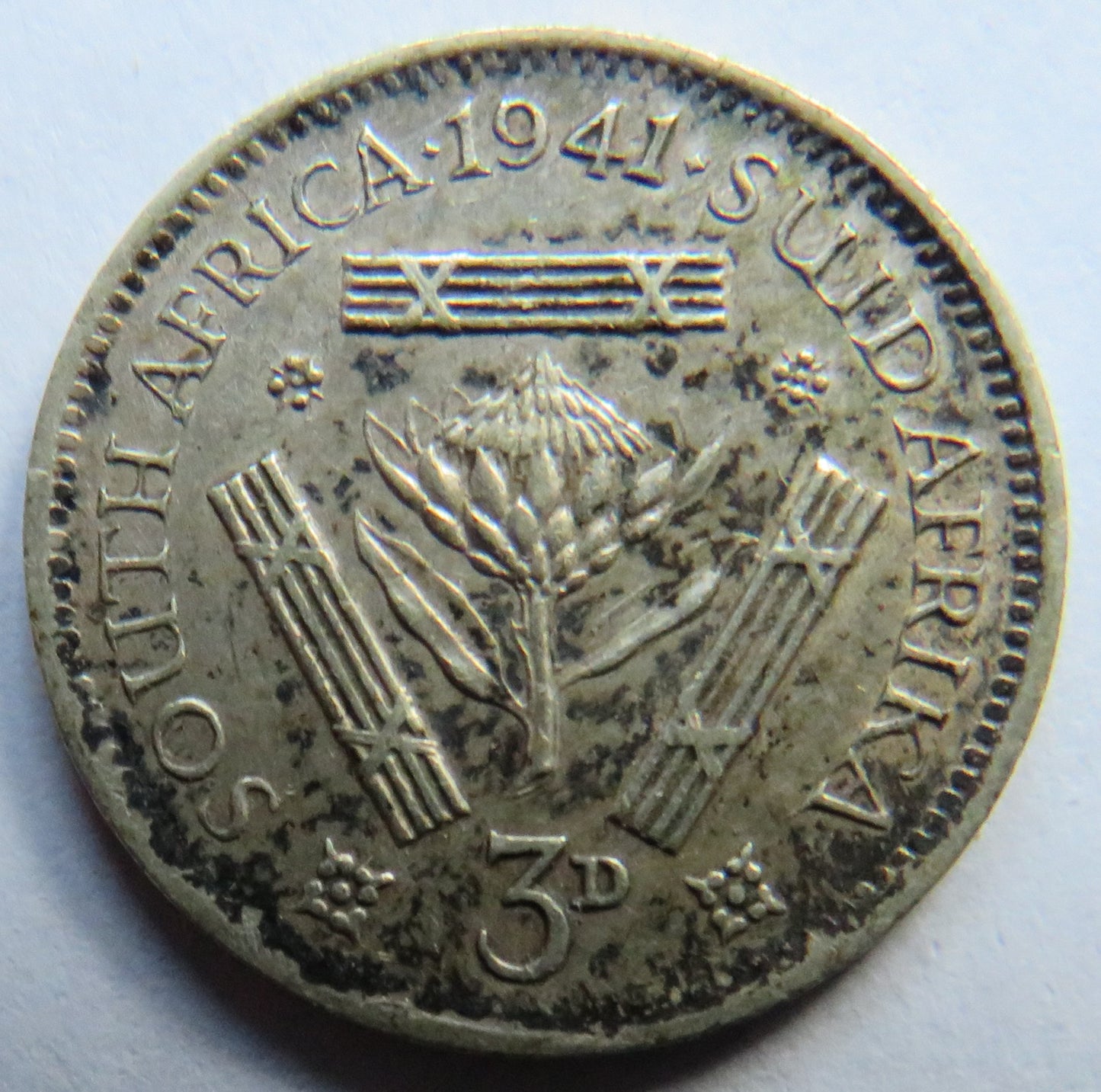 1941 King George VI South Africa Silver Threepence Coin