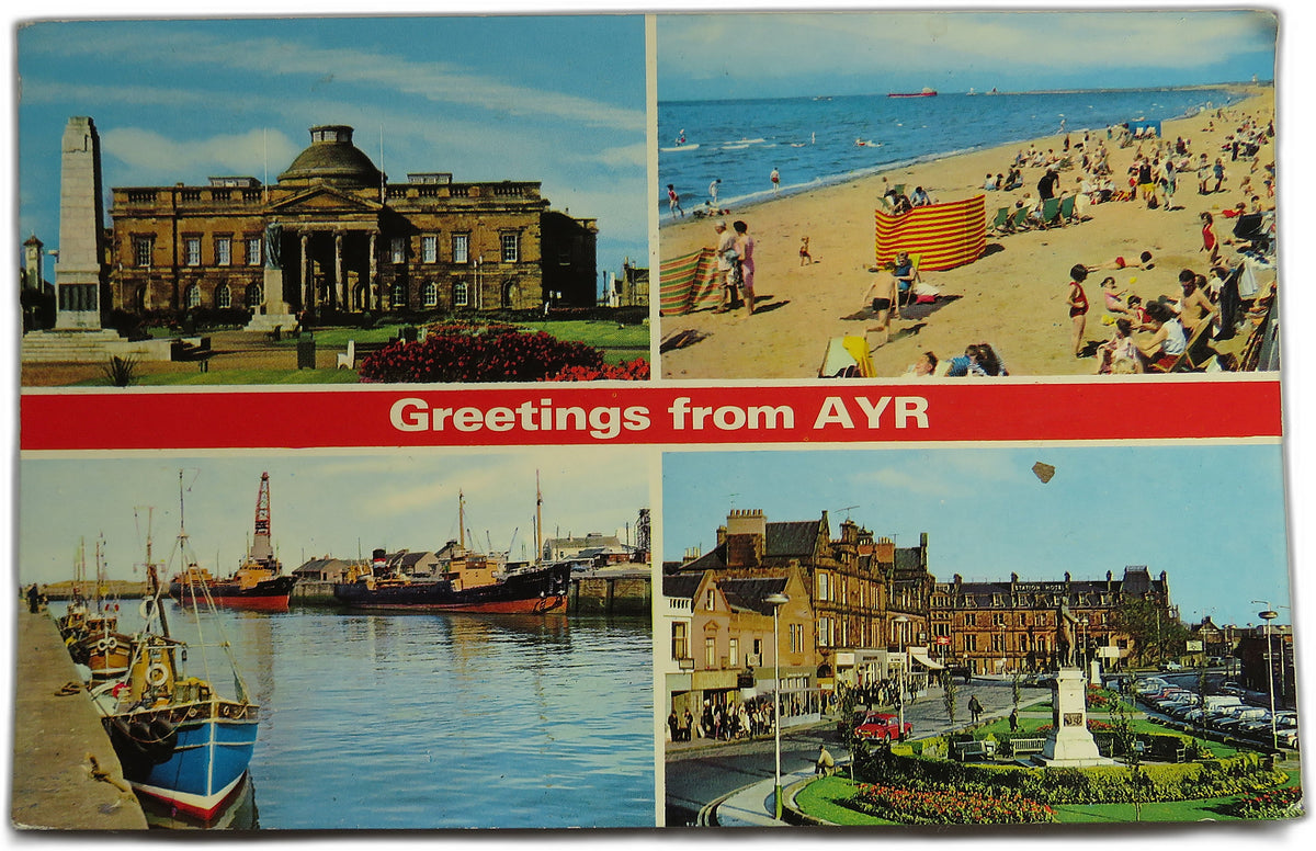 Vintage Multiview Postcard of Greetings From Ayr, 1985