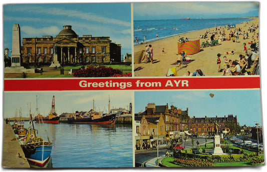 Vintage Multiview Postcard of Greetings From Ayr, 1985