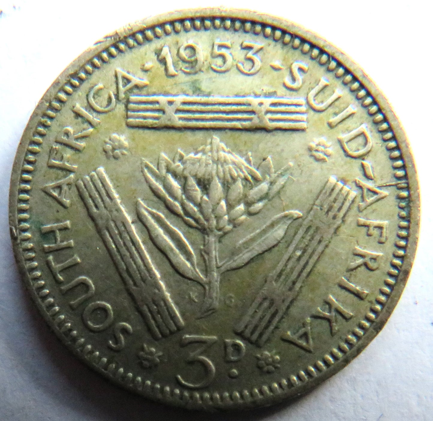 1953 Queen Elizabeth II South Africa Silver Threepence Coin