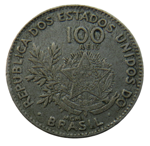 1901 Brazil 100 Reis Coin