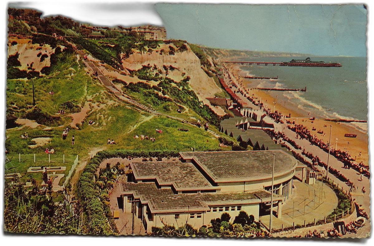 Vintage Postcard of The Cliffs and Bay from Durley Chine, Bournemouth, Sun Ray Series