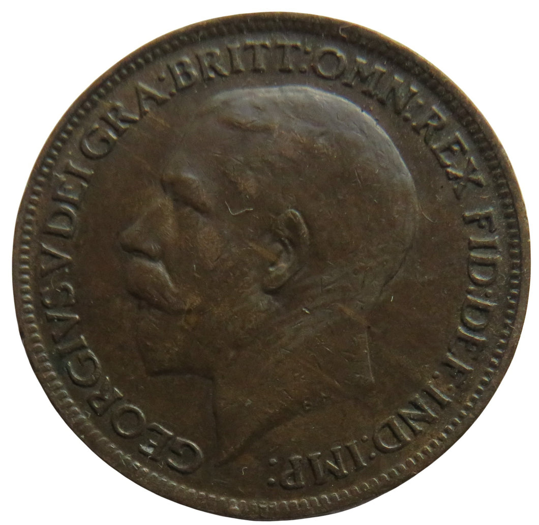 1918 King George V Farthing Coin - Great Britain