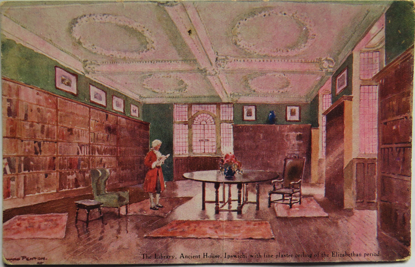 Vintage Postcard of The Library, Ancient House, Ipswich